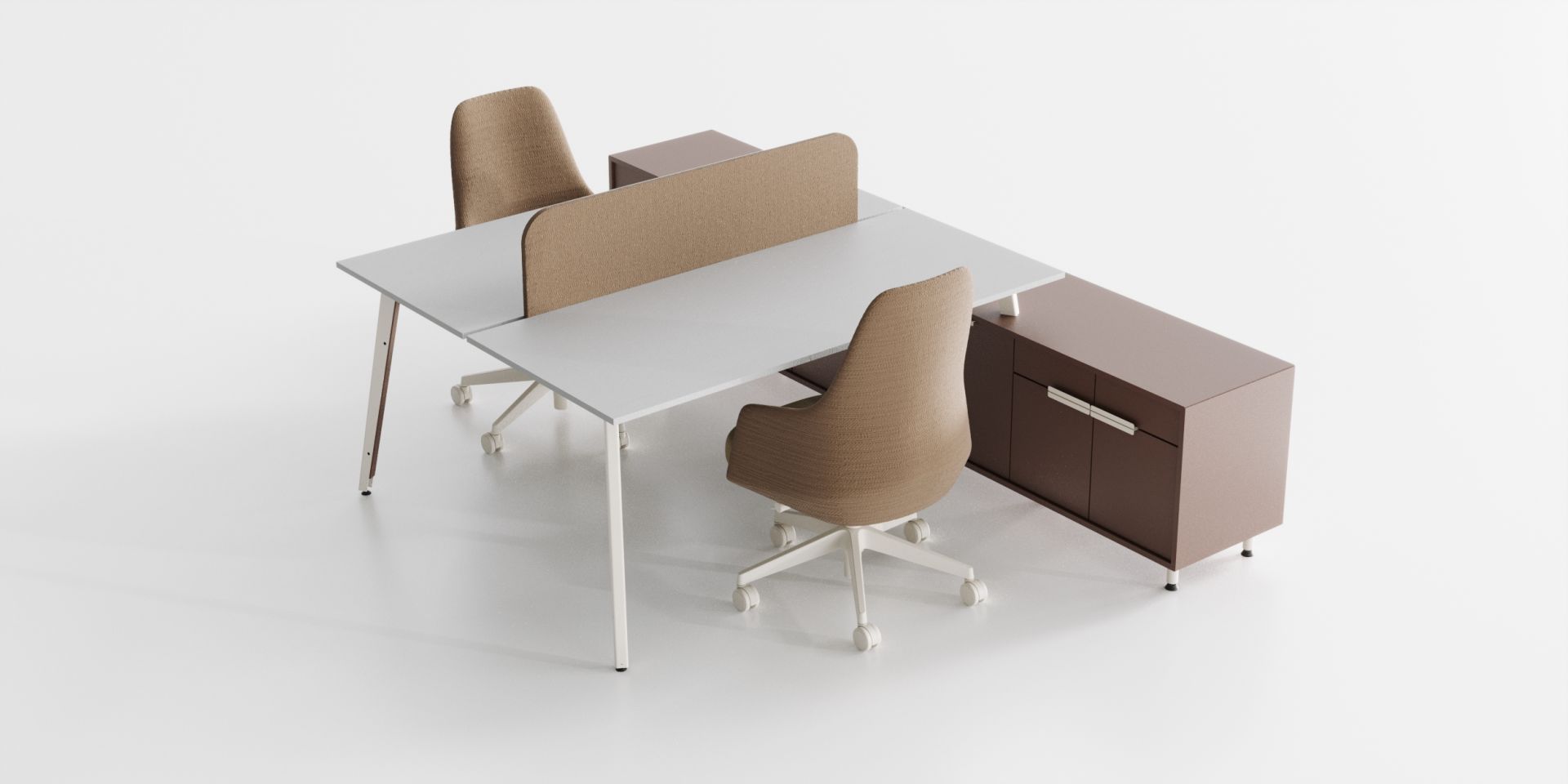 Bürocan Ofis Mango ikili Workstation (etejerli)